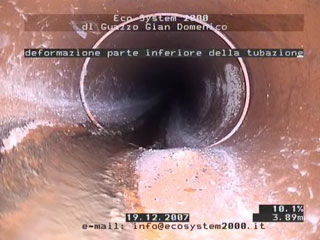 Videoispezione robotizzata: deformazione parte inferiore della tubazione